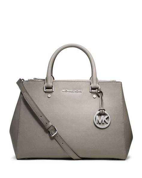 michael kors sutton medium satchel pearl gray|MICHAEL Michael Kors Sutton Saffiano Leather Satchel .